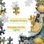 Flower Teacup Puzzle 1000 Pieces for Adults, Vintage Fruit Cup Jigsaw Puzzles, Challenging Wildflower Garden Art Puzzles as Tea Cups Decor