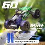 Vensico Remote Control Car RC Cars All Terrain Monster Truck, Outdoor 2WD Off Road Hobby RC Truck with 2 Rechargeable Batteries and Colorful Light, 20Km/h Fast RC Car Toys Gift for Kids Boys