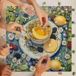 Flower Teacup Puzzle 1000 Pieces for Adults, Vintage Fruit Cup Jigsaw Puzzles, Challenging Wildflower Garden Art Puzzles as Tea Cups Decor