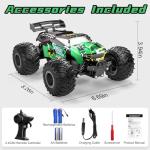 Vensico Remote Control Car RC Cars All Terrain Monster Truck, Outdoor 2WD Off Road Hobby RC Truck with 2 Rechargeable Batteries and Colorful Light, 20Km/h Fast RC Car Toys Gift for Kids Boys