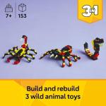 LEGO Creator 3 in 1 Wild Animals Surprising Spider Toy - Building Toy with 3 Build Options, Spider, Scorpion, or Snake - Animal Figures for Kids, Boys & Girls, Ages 7+ - Gift Idea for Birthday - 31159