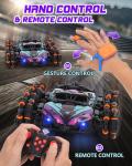 HuiJuKeJi 8WD RC Stunt Car with Gesture Sensing & Spray, 2.4GHz Hand-Controlled Remote Control Car Toy with Light/Music, Auto-Demo Mode Vehicle for Kids Ages 6-14, Birthday