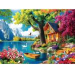 300 Piece Puzzles for Adults,Vintage Lake House Jigsaw Puzzle for Adults Kids Elderly,Large Piece Tree Puzzle for Kids Age 8-10 10-12,Challenging Landscape Puzzle,Family Game Great Gift 20.5x15in