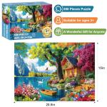300 Piece Puzzles for Adults,Vintage Lake House Jigsaw Puzzle for Adults Kids Elderly,Large Piece Tree Puzzle for Kids Age 8-10 10-12,Challenging Landscape Puzzle,Family Game Great Gift 20.5x15in