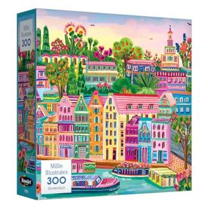 RoseArt - Millie Illustrates - Amsterdam - 300 Piece Jigsaw Puzzle – Vibrant Cityscape Artwork, Fun & Challenging Puzzle for Adults