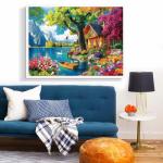 300 Piece Puzzles for Adults,Vintage Lake House Jigsaw Puzzle for Adults Kids Elderly,Large Piece Tree Puzzle for Kids Age 8-10 10-12,Challenging Landscape Puzzle,Family Game Great Gift 20.5x15in