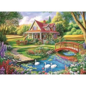 300 Piece Jigsaw Puzzle for Adults, Spring Floral Countryside Jigsaw Puzzle, Challenging Puzzles for Friends Family Activity Game Nights Gifts, 20.5x15 in