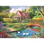 300 Piece Jigsaw Puzzle for Adults, Spring Floral Countryside Jigsaw Puzzle, Challenging Puzzles for Friends Family Activity Game Nights Gifts, 20.5x15 in
