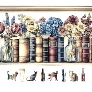 PuzzOne 500 Piece Puzzles for Adults, Wildflower Vintage Book Collection and Flowers Jigsaw Puzzle for Adults, Family, Decoration, Party Game, Finished Size 23" x 15"