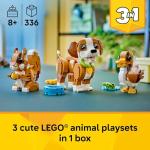 LEGO Creator 3 in 1 Cute Animals: Playful Puppy Dog Building Toy - Bedroom Decor for Girls & Boys, Ages 8+ - Gift for Birthdays - Build a Dog, Squirrel, or Duck - 31382