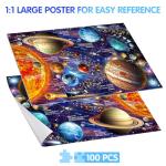 JOYZEXY 100 Piece Puzzles for Kids Ages 6-8-10, Solar System Puzzles 100 Pieces for Kids Science Educational Space Planet Puzzle Toys for Kids 6, 7, 8-10 Boys Girls