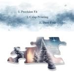 Fantasy Winter Teapot Puzzle for Adults 1000 Piece, Night Forest Snow Scene Jigsaw Puzzle, Nebula Starry Night Landscape Puzzle