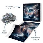 Fantasy Winter Teapot Puzzle for Adults 1000 Piece, Night Forest Snow Scene Jigsaw Puzzle, Nebula Starry Night Landscape Puzzle