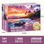500 Piece Beach Puzzle for Adults-Sunset Puzzle | Recycled Cardboar Jigsaw Puzzles 500 Pieces | Challenging Family Activity Great Gift Idea for Family Friends | Difficult Puzzles Size 20.5 x 15 inches