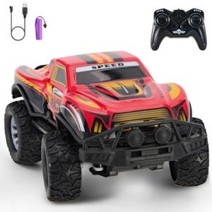 JOYBLI Remote Control Cool Off-Road Vehicle Truck, 2.4GHz RC Car with LED Lights, 1:20 Scale Off-Road Vehicle, Red RC Truck,Remote Control car from a Long Distance,Gifts for Children (RED)