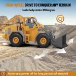 KIDMARKT Metal RC Wheel Loader Toy | 9-Channel Remote Control Construction Truck with Realistic Lights & Sounds, 1:20 Scale Rechargeable Vehicle for Boys Ages 3-12, STEM Engineering Gift for Kids 2025