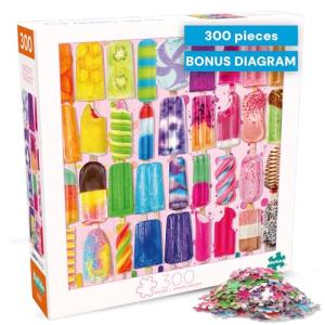 Buffalo Games - Frosty Treats - Lars Stewart - 300 Piece Large Jigsaw Puzzle for Adults - Playful Summer Ice Cream Art - Finished Size is 21.25 x 15.00, Oversized Pieces