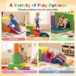 Costzon 7 Pieces Toddler Climbing Toys Indoor, Climb & Crawl Activity Playset w/Slide & Tunnel, Waterproof PU Cover, Indoor Play Gym Structures for Toddlers, Foam Climbing Blocks for Kids 1+ Year Old