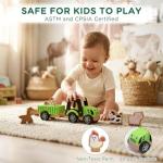 SainSmart Jr. Wooden Tractor Toys for Toddlers 1-3, Farm Tractor Toy with Detachable Trailer & 4 Animals | Solid Wood Construction, Hand Push Car Toys for 1 2 3 Year Old Boys Girls (Green)