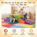 Costzon 7 Pieces Toddler Climbing Toys Indoor, Climb & Crawl Activity Playset w/Slide & Tunnel, Waterproof PU Cover, Indoor Play Gym Structures for Toddlers, Foam Climbing Blocks for Kids 1+ Year Old