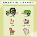 SainSmart Jr. Wooden Tractor Toys for Toddlers 1-3, Farm Tractor Toy with Detachable Trailer & 4 Animals | Solid Wood Construction, Hand Push Car Toys for 1 2 3 Year Old Boys Girls (Green)