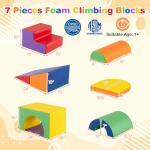 Costzon 7 Pieces Toddler Climbing Toys Indoor, Climb & Crawl Activity Playset w/Slide & Tunnel, Waterproof PU Cover, Indoor Play Gym Structures for Toddlers, Foam Climbing Blocks for Kids 1+ Year Old