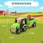 SainSmart Jr. Wooden Tractor Toys for Toddlers 1-3, Farm Tractor Toy with Detachable Trailer & 4 Animals | Solid Wood Construction, Hand Push Car Toys for 1 2 3 Year Old Boys Girls (Green)