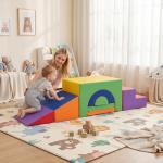 Costzon 7 Pieces Toddler Climbing Toys Indoor, Climb & Crawl Activity Playset w/Slide & Tunnel, Waterproof PU Cover, Indoor Play Gym Structures for Toddlers, Foam Climbing Blocks for Kids 1+ Year Old