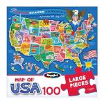 RoseArt Map of USA Puzzle for Kids – 100 Large Pieces, 24" x 18" – Educational United States Puzzle with Fun State Illustrations – Made in USA – Learning Toy for Ages 6+