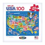 RoseArt Map of USA Puzzle for Kids – 100 Large Pieces, 24" x 18" – Educational United States Puzzle with Fun State Illustrations – Made in USA – Learning Toy for Ages 6+