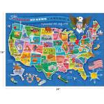 RoseArt Map of USA Puzzle for Kids – 100 Large Pieces, 24" x 18" – Educational United States Puzzle with Fun State Illustrations – Made in USA – Learning Toy for Ages 6+