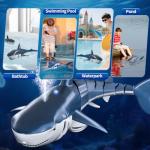 JUKUDAHU 2.4Ghz Remote Control Shark Toys for Kids 6 7 8 Years Old, 1:18 Scale High Simulation Shark for Pool, Bath Toys for Toddlers, Electronic RC Sea Animal, Outdoor Water Gifts