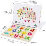 GRINNNIE Wooden Peg Puzzle for Toddlers 3 4 5 Years Old, 4 PCS Montessori Educational Learning Puzzles Set-Numbers, Letters, Animals and Fruits, Great Preschool Gifts for Girls and Boys