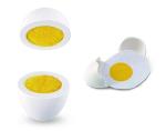 Hape Egg Carton | 3 Hard-Boiled Eggs with Easy-Peel Shell & 3 Fried, Wooden Realistic Educational Toy for Children 3+, White and Yellow (E3156)