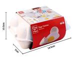 Hape Egg Carton | 3 Hard-Boiled Eggs with Easy-Peel Shell & 3 Fried, Wooden Realistic Educational Toy for Children 3+, White and Yellow (E3156)