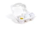 Hape Egg Carton | 3 Hard-Boiled Eggs with Easy-Peel Shell & 3 Fried, Wooden Realistic Educational Toy for Children 3+, White and Yellow (E3156)