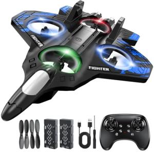 Lovovia Foam Remote Control Airplanes, RC Planes with Light, RC Airplane Fighter Jet for Kids Adults 8-16, 360° Flip, Stunt Roll, Drones for Kids 8-12, Airplane Toy Gifts for Kids Boys(Blue)