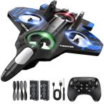 Lovovia Foam Remote Control Airplanes, RC Planes with Light, RC Airplane Fighter Jet for Kids Adults 8-16, 360° Flip, Stunt Roll, Drones for Kids 8-12, Airplane Toy Gifts for Kids Boys(Blue)