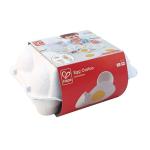 Hape Egg Carton | 3 Hard-Boiled Eggs with Easy-Peel Shell & 3 Fried, Wooden Realistic Educational Toy for Children 3+, White and Yellow (E3156)