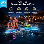 SYMA 2 Pack RC Boats for Kids, Remote Control Boats for Pool, 7-Mode LED Light Up & Water Spray, Up to 40 Min Total (2 Batteries), 2.4GHz 164 ft Range, Gift for Boys & Girls