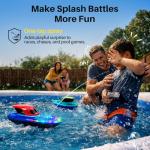 SYMA 2 Pack RC Boats for Kids, Remote Control Boats for Pool, 7-Mode LED Light Up & Water Spray, Up to 40 Min Total (2 Batteries), 2.4GHz 164 ft Range, Gift for Boys & Girls