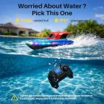 SYMA 2 Pack RC Boats for Kids, Remote Control Boats for Pool, 7-Mode LED Light Up & Water Spray, Up to 40 Min Total (2 Batteries), 2.4GHz 164 ft Range, Gift for Boys & Girls