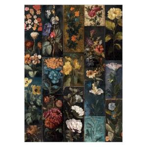 Vintage Collage Flower Puzzle 1000 Pieces for Adults, Floral Wildflower Colorful Art Jigsaw Puzzle, Beautiful Moody Aesthetic Sunflower Puzzles