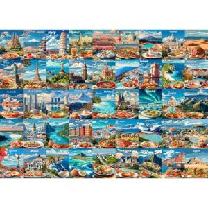 PICKFORU World Travel Puzzles for Adults 1000 Piece,Travel Poster Puzzles Landmarks Foods, Landscape Puzzle USA Paris Italy Scenery, Mountain Scenic Jigsaw Puzzles for Adults Collage