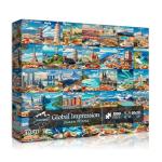 PICKFORU World Travel Puzzles for Adults 1000 Piece,Travel Poster Puzzles Landmarks Foods, Landscape Puzzle USA Paris Italy Scenery, Mountain Scenic Jigsaw Puzzles for Adults Collage