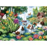 300 Piece Puzzles for Adults&Kids Large Piece, Spring & Summer Elderly Jigsaw Puzzles 300 Pieces – Dog Water Fun, Unique Artwork Perfection Game, Family Entertainment & Gift for Seniors(20.5" x 15")