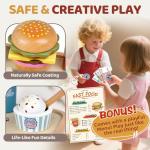 Wooden Play Food for Toddlers Pretend Play Sets 3-5 Year Old Food Toy Kitchen Accessories Birthday Gift for 3 Year Old Girl Boy 2-4 Age 4 5 6 Wood Educational Toys