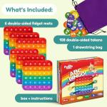 The Fidget Game ABC Bingo, Games for Kids - Six Educational Alphabet Bingo Popping Mats for Preschool, Toddlers, Kindergarten - Learning Activities for 2-6 Players 3+ Years