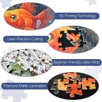 XURLEQ Curious Cat Fish Jigsaw Puzzles 1000 Pieces for Adults -Challenging Funny Kitten Terrified Fish Art, Premium Matte Finish, 27.56 x 19.68 Inches, Perfect for Game Nights