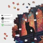 Teemosreal Puzzles for Adults 1000 Pieces, Stained Glass Cat Fantasy Night Moon Scene, Challenging Puzzle Game with Poster, Matte Finish, Interlock Perfectly Frameable Wall Decor Gift